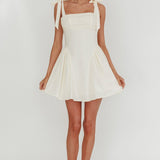 Morgana Tied Shoulder Applique Mini Dress White