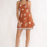 Ramonah Halterneck Mini Dress Print Tan