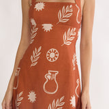 Ramonah Halterneck Mini Dress Print Tan