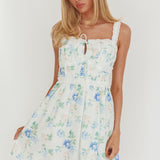 Jordanne Frill Trim Mini Dress Floral Blue