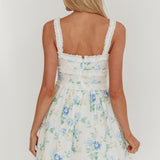 Jordanne Frill Trim Mini Dress Floral Blue