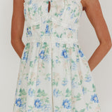 Jordanne Frill Trim Mini Dress Floral Blue