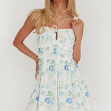 Jordanne Frill Trim Mini Dress Floral Blue