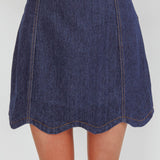 Halen Scalloped Mini Skirt Indigo