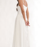Seluna Gathered Waist Maxi Dress Embroidered Cream