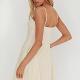 Fianna Button Front Godet Mini Dress Cream