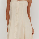 Fianna Button Front Godet Mini Dress Cream