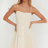 Fianna Button Front Godet Mini Dress Cream