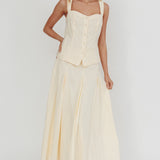 Morning Lights Godet Maxi Skirt Cream
