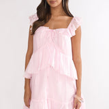 Loving Life Frill Trim Mini Dress Pink