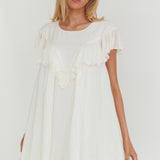 Sunshine Weekend Frill Trim Babydoll Mini Dress White