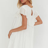 Sunshine Weekend Frill Trim Babydoll Mini Dress White