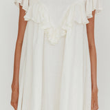 Sunshine Weekend Frill Trim Babydoll Mini Dress White