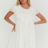 Sunshine Weekend Frill Trim Babydoll Mini Dress White