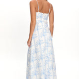Patty Lace Trim Maxi Dress Palms White/Blue