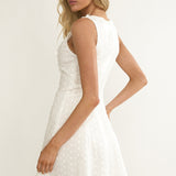 Jessamine Floral Applique Eyelet Mini Dress Off White