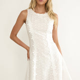 Jessamine Floral Applique Eyelet Mini Dress Off White