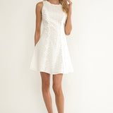 Jessamine Floral Applique Eyelet Mini Dress Off White