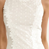 Jessamine Floral Applique Eyelet Mini Dress Off White