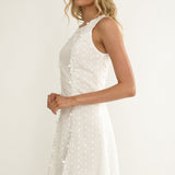 Jessamine Floral Applique Eyelet Mini Dress Off White