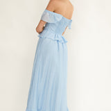 Hanalei Off-Shoulder Tied Bust Maxi Dress Light Blue