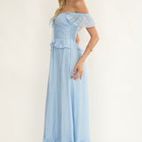 Hanalei Off-Shoulder Tied Bust Maxi Dress Light Blue