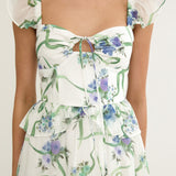 Hanalei Off-Shoulder Tied Bust Maxi Dress Floral White