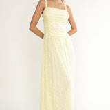 Dahlin Frill Strap Lace Overlay Maxi Dress Butter