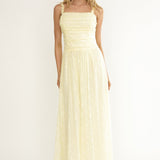 Dahlin Frill Strap Lace Overlay Maxi Dress Butter