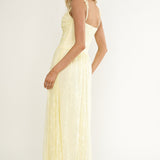 Dahlin Frill Strap Lace Overlay Maxi Dress Butter