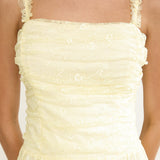 Dahlin Frill Strap Lace Overlay Maxi Dress Butter