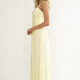 Dahlin Frill Strap Lace Overlay Maxi Dress Butter