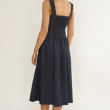 Idyllic Gathered Bust Midi Dress Indigo