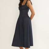 Idyllic Gathered Bust Midi Dress Indigo