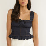 Pacer Smocked Top Indigo