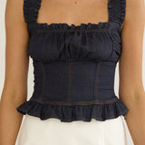 Pacer Smocked Top Indigo