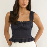 Pacer Smocked Top Indigo