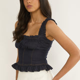 Pacer Smocked Top Indigo