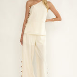 Dahlise Bead Trim Pants Cream