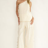 Dahlise Bead Trim Pants Cream