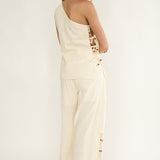 Dahlise Bead Trim Pants Cream