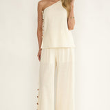 Dahlise Bead Trim Pants Cream