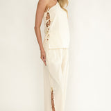 Dahlise Bead Trim Pants Cream