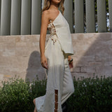 Dahlise Bead Trim Pants Cream
