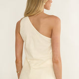 Dahlise One-Shoulder Side Tie Top Cream