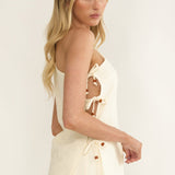 Dahlise One-Shoulder Side Tie Top Cream