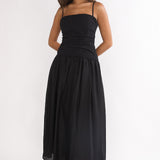 Tobi Square Neck A-Line Maxi Dress Black