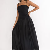 Tobi Square Neck A-Line Maxi Dress Black