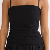 Tobi Square Neck A-Line Maxi Dress Black
