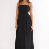 Tobi Square Neck A-Line Maxi Dress Black